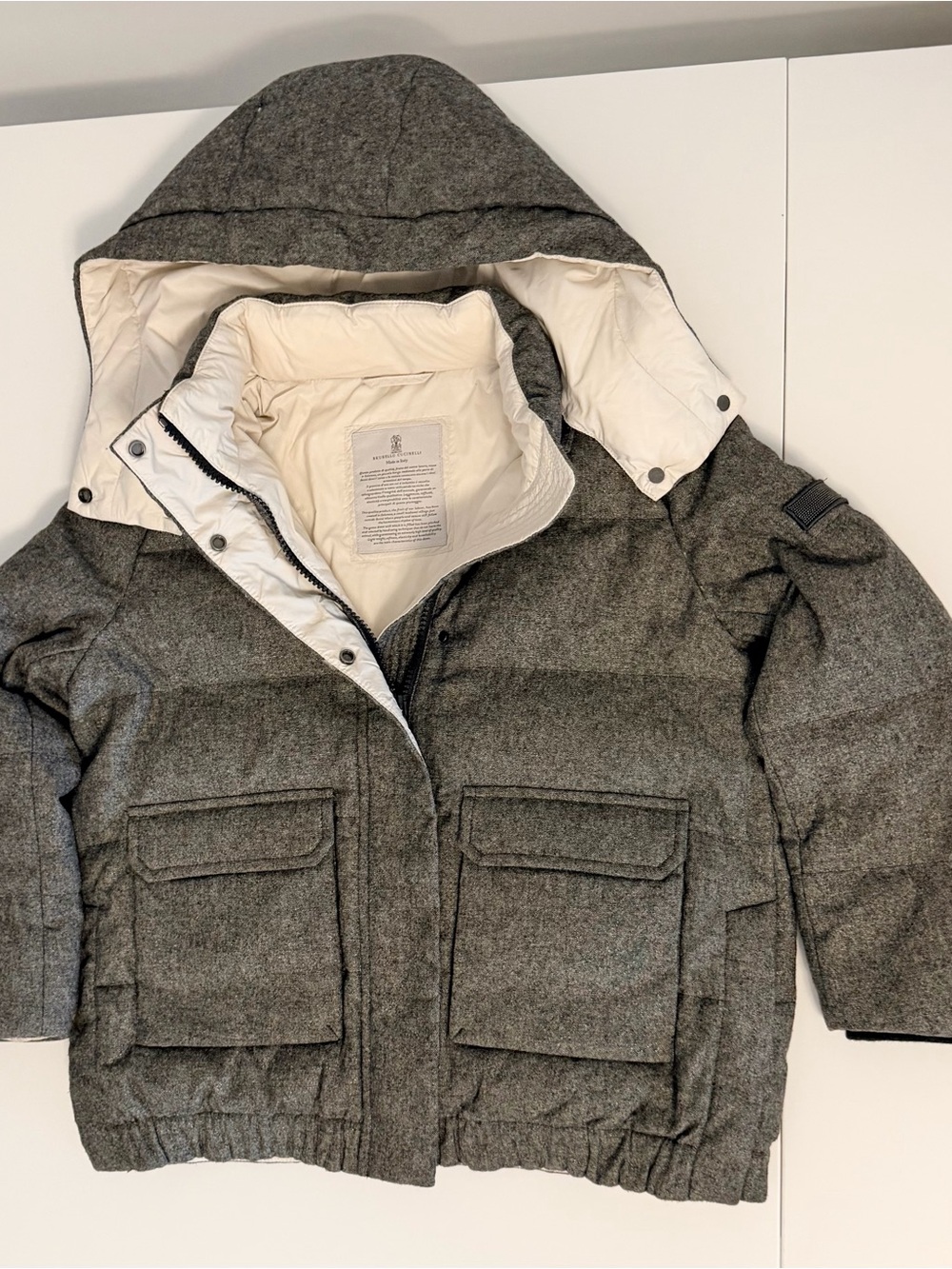 Brunello Cucinelli Virgin Wool metallic shimmer Down Puffer Jacket Girls Size 8